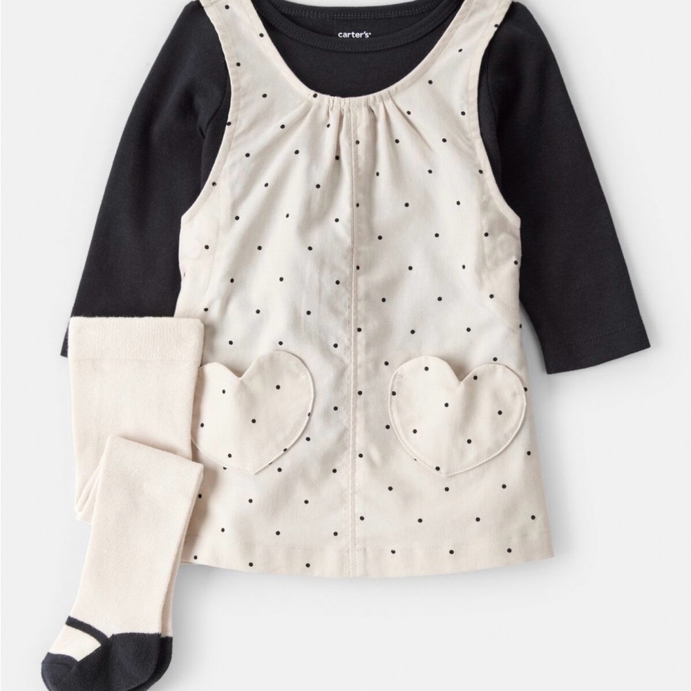 Carter's Cream and Black Polka Dot Dress Set
